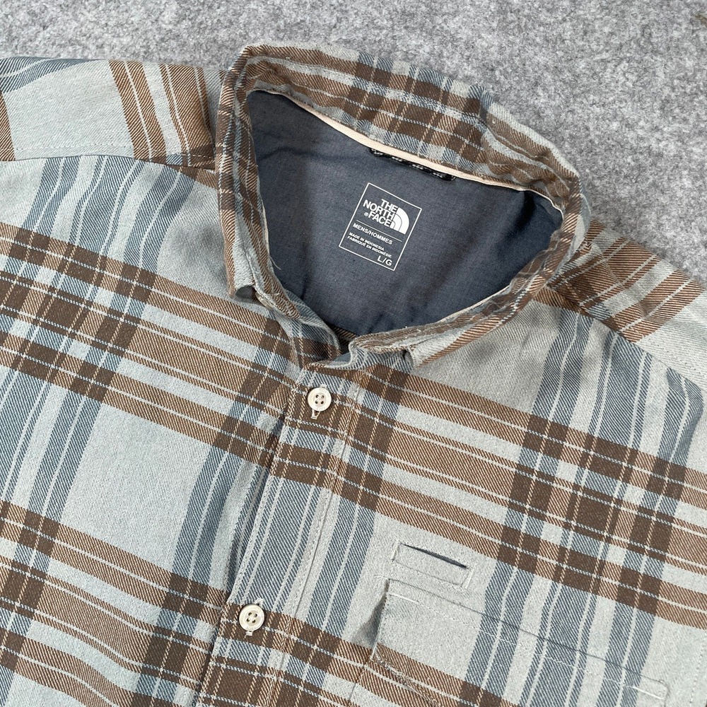 The North Face Mens Button Down Flannel Shirt L Multi-color Plaid Long Sleeve